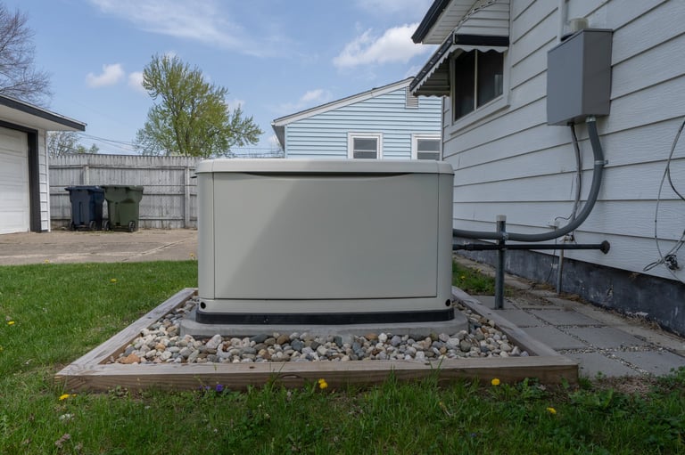 Professionally serviced home standby generator ready to supply backup power